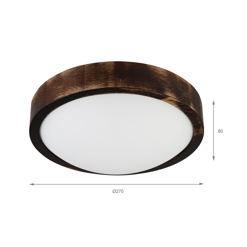 Plafoniera OAK SLIM 1xE27/15W/230V Ø 27 cm rovere/marrone scuro