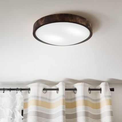 Plafoniera OAK SLIM 2xE27/15W/230V Ø 37 cm, rovere/marrone scuro