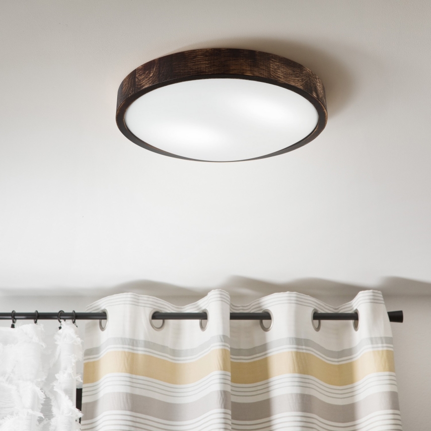 Plafoniera OAK SLIM 2xE27/15W/230V Ø 37 cm, rovere/marrone scuro
