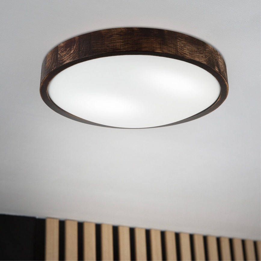 Plafoniera OAK SLIM 2xE27/15W/230V Ø 37 cm, rovere/marrone scuro