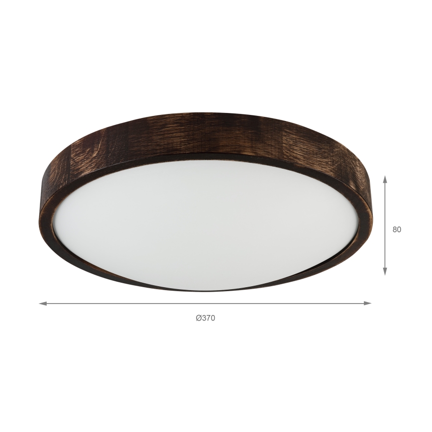 Plafoniera OAK SLIM 2xE27/15W/230V Ø 37 cm, rovere/marrone scuro