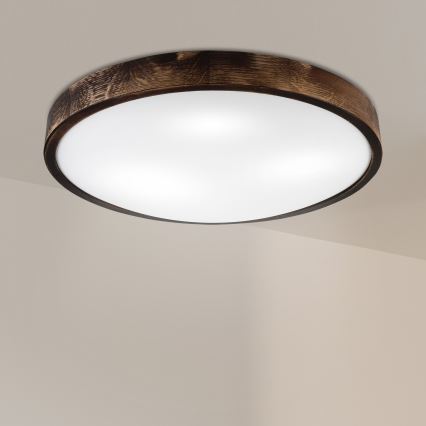 Plafoniera OAK SLIM 3xE27/15W/230V Ø 47 cm rovere/marrone scuro
