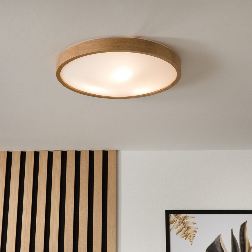 Plafoniera OAK SLIM 3×E27/60W/230V Quercia ø 47 cm