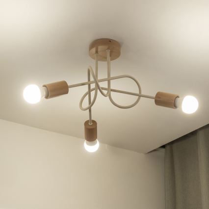 Plafoniera OXFORD 3xE27/15W/230V, finitura pino/crema