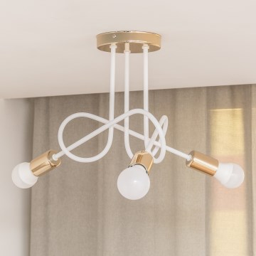 Plafoniera OXFORD 3xE27/15W/230V oro/bianco