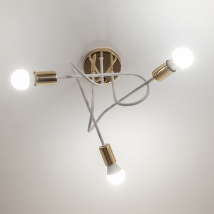 Plafoniera OXFORD 3xE27/15W/230V oro/bianco