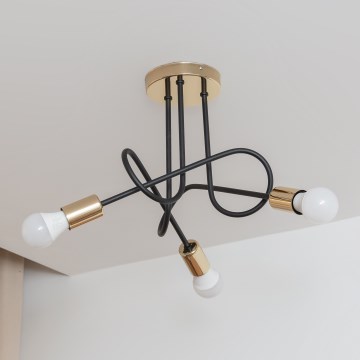 Plafoniera OXFORD 3xE27/15W/230V oro/nero