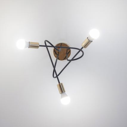 Plafoniera OXFORD 3xE27/15W/230V oro/nero