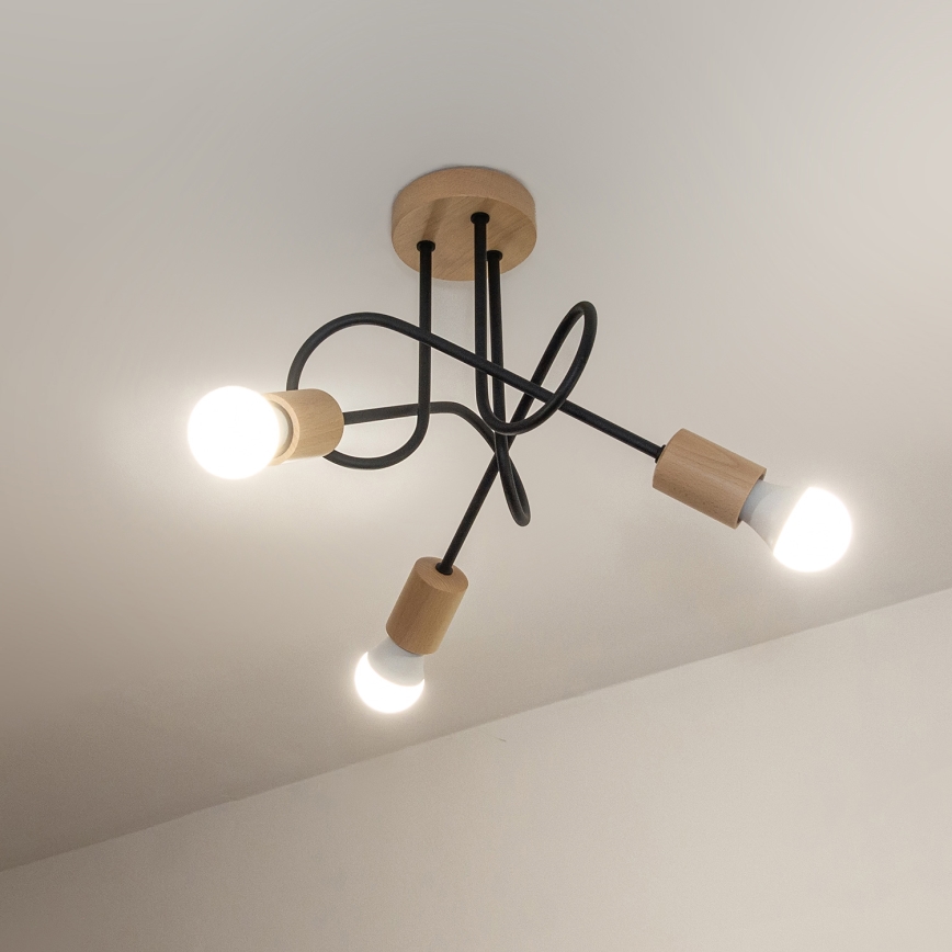 Plafoniera OXFORD 3xE27/15W/230V pino/nero