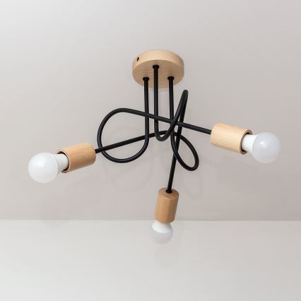 Plafoniera OXFORD 3xE27/15W/230V pino/nero