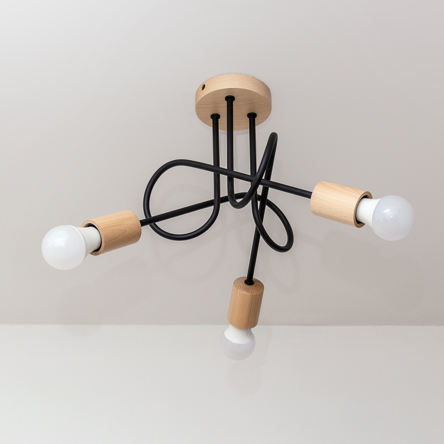 Plafoniera OXFORD 3xE27/15W/230V pino/nero