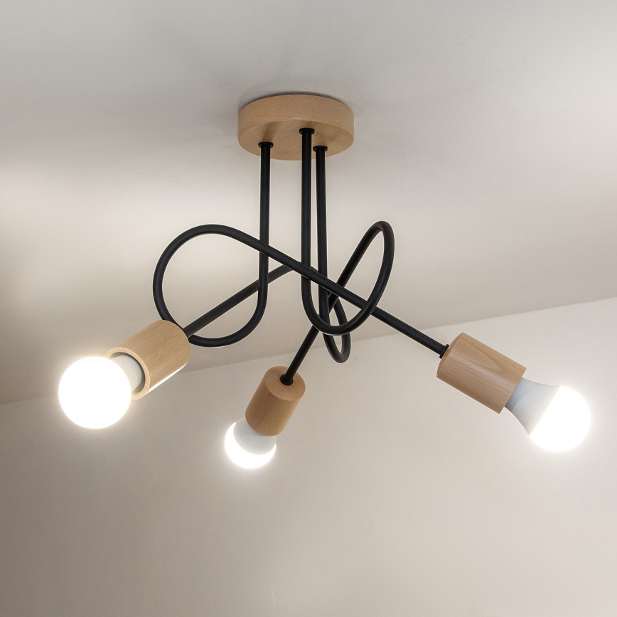 Plafoniera OXFORD 3xE27/15W/230V pino/nero