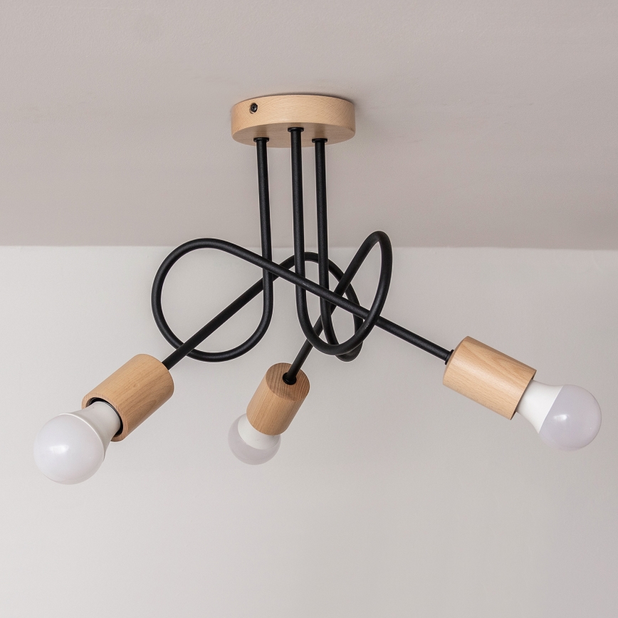 Plafoniera OXFORD 3xE27/15W/230V pino/nero