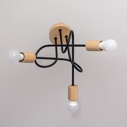 Plafoniera OXFORD 3xE27/15W/230V pino/nero