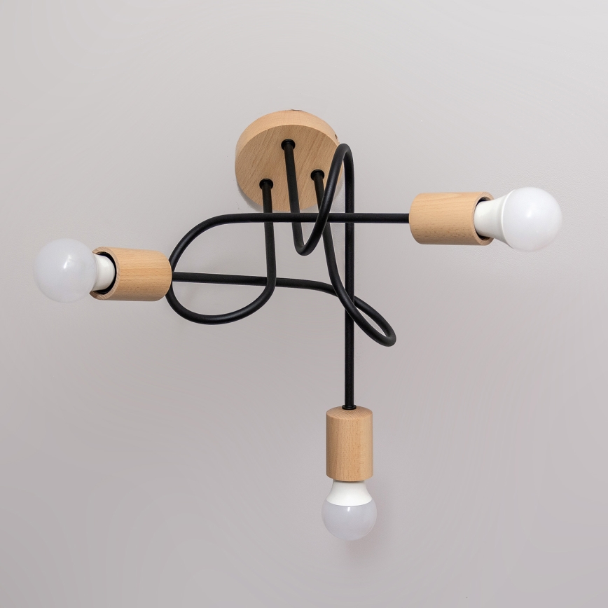 Plafoniera OXFORD 3xE27/15W/230V pino/nero