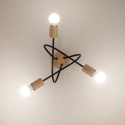 Plafoniera OXFORD 3xE27/15W/230V pino/nero