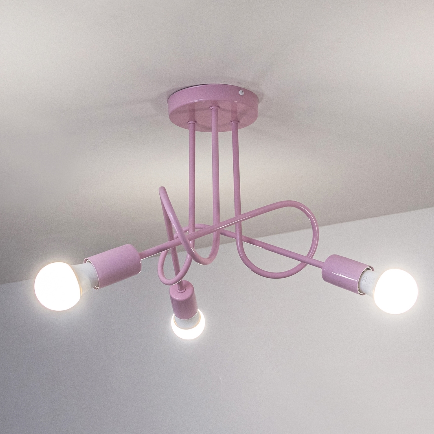 Plafoniera OXFORD 3xE27/15W/230V rosa
