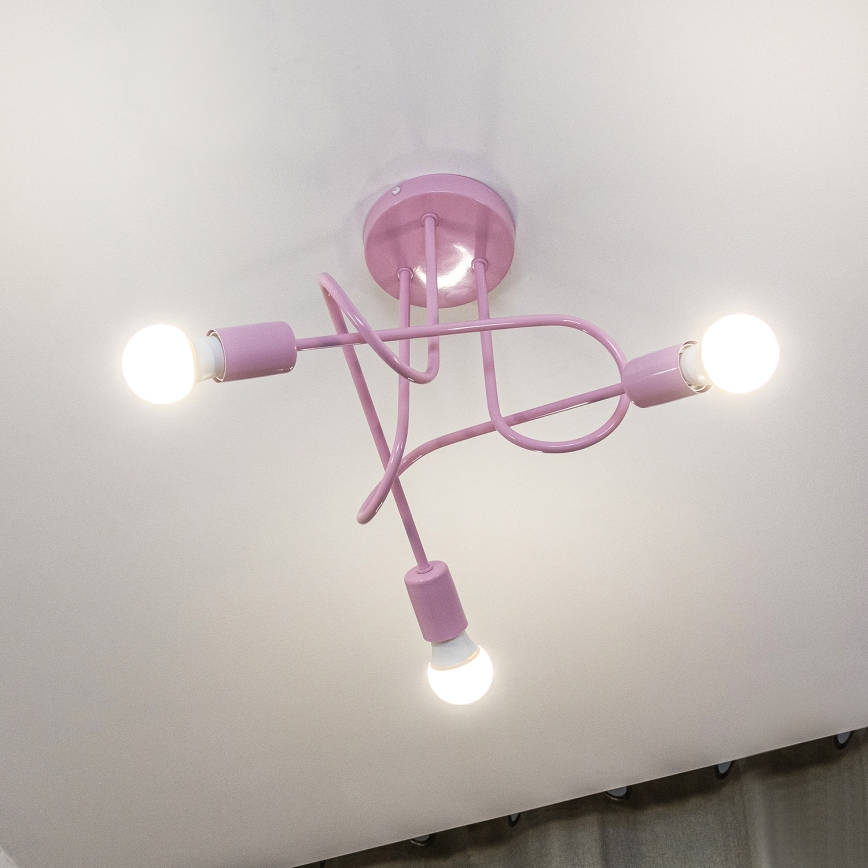 Plafoniera OXFORD 3xE27/15W/230V rosa