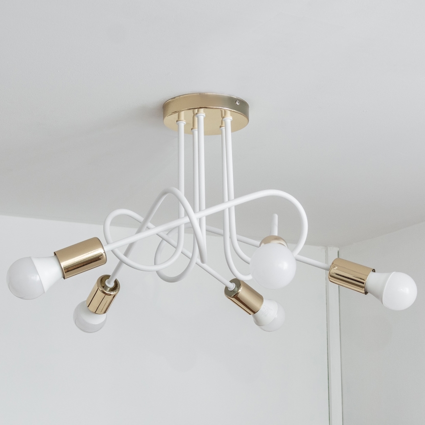 Plafoniera OXFORD 5xE27/15W/230V oro/bianco