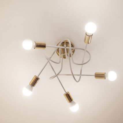 Plafoniera OXFORD 5xE27/15W/230V oro/bianco