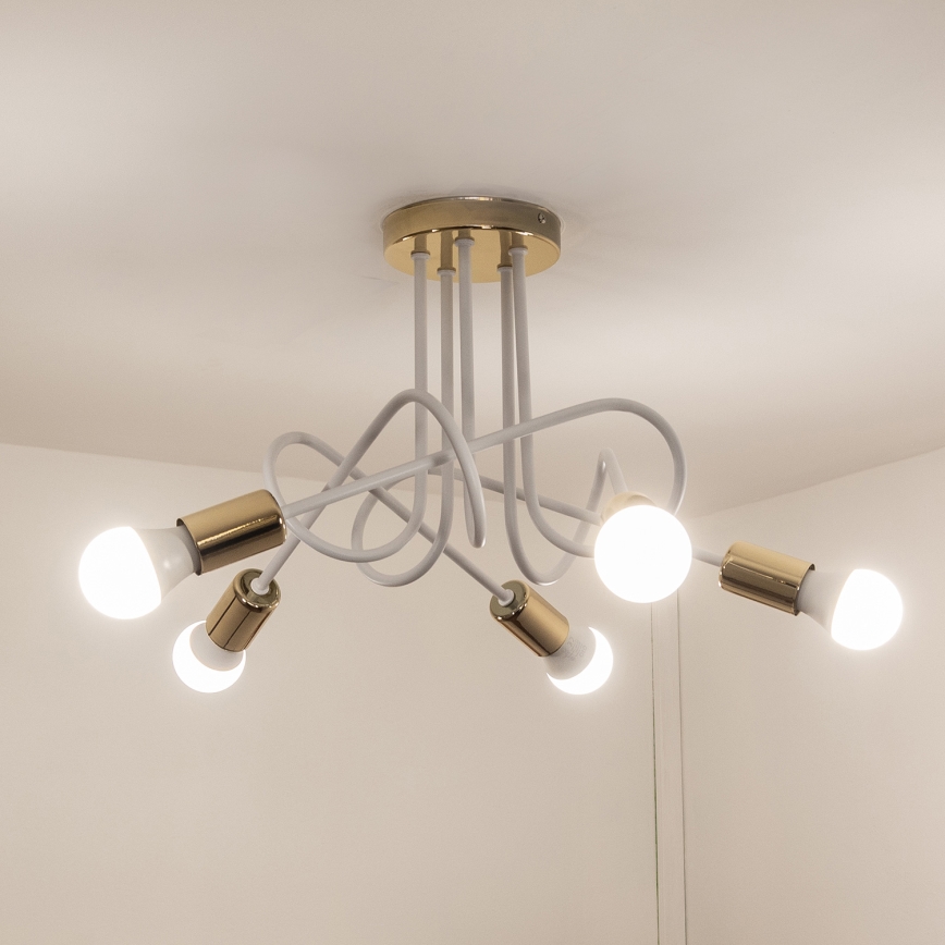 Plafoniera OXFORD 5xE27/15W/230V oro/bianco