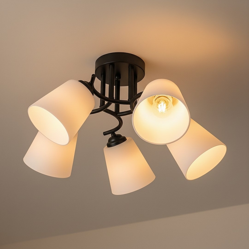 Plafoniera PAFOS 5xE27/15W/230V nera