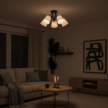 Plafoniera PAFOS 5xE27/15W/230V nera