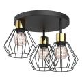 Plafoniera PARKLA 3xE27/15W/230V nero/oro