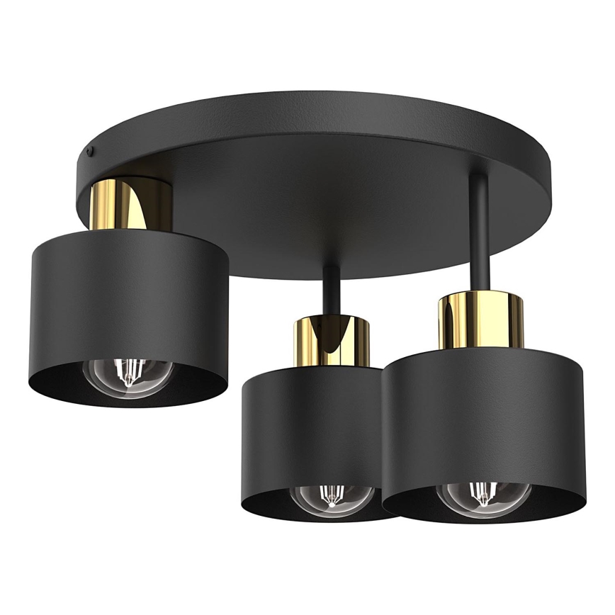 Plafoniera PARKLA 3xE27/15W/230V nero/oro
