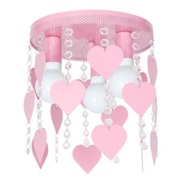 Plafoniera per bambini ELZA cuore 3xE27/60W/230V rosa