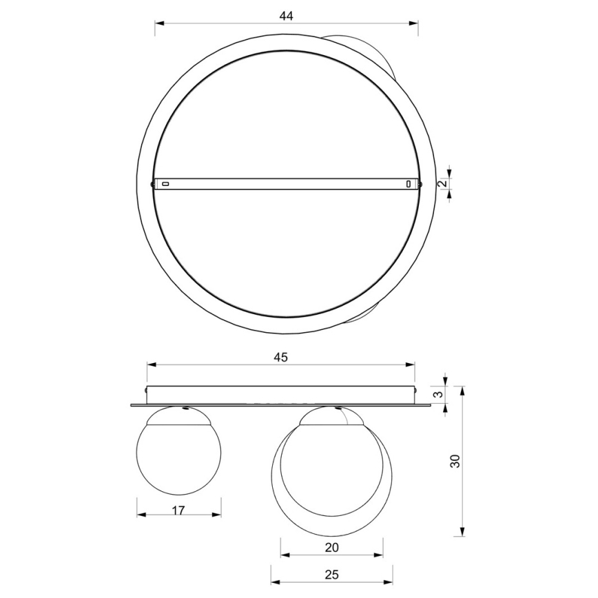 Plafoniera PLATO 2xE14/40W/230V + 1xE27/60W/230V