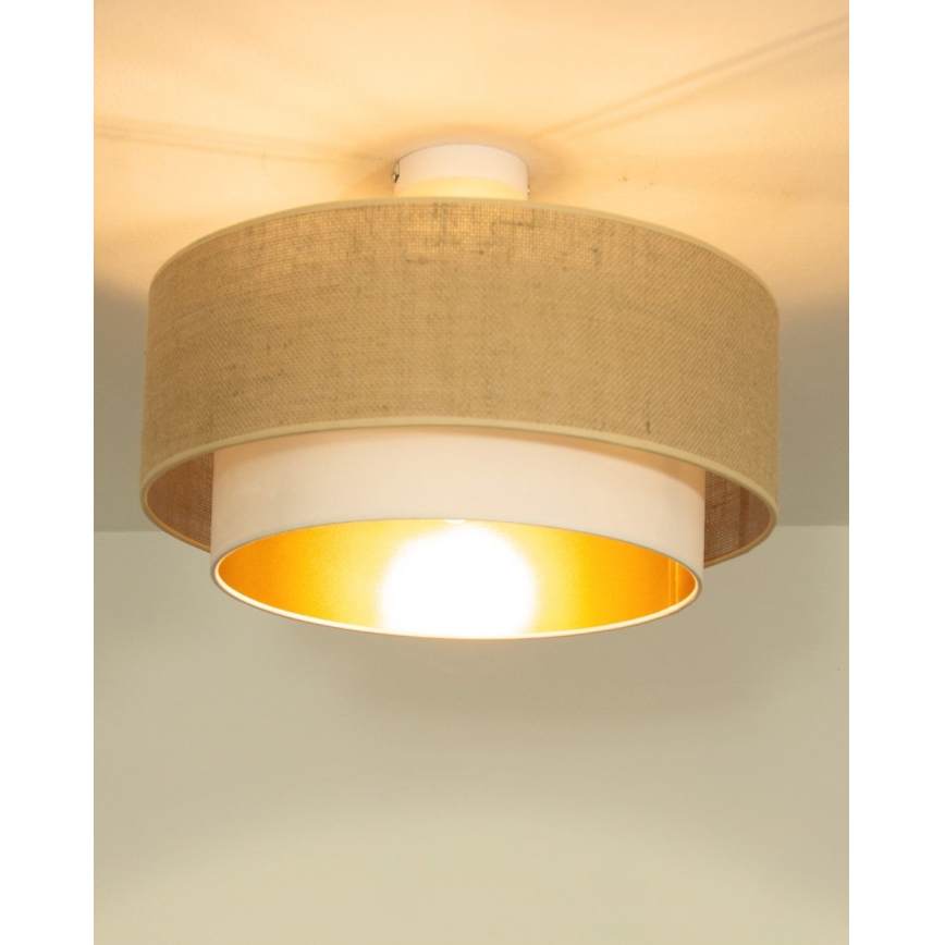 Plafoniera SARTA 1xE27/60W/230V Ø 45 cm bianco/iuta