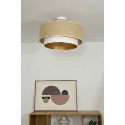 Plafoniera SARTA 1xE27/60W/230V Ø 45 cm bianco/iuta