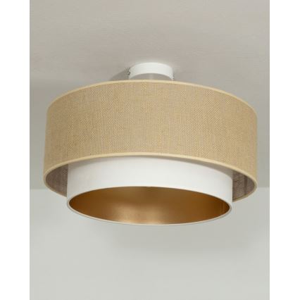 Plafoniera SARTA 1xE27/60W/230V Ø 45 cm bianco/iuta