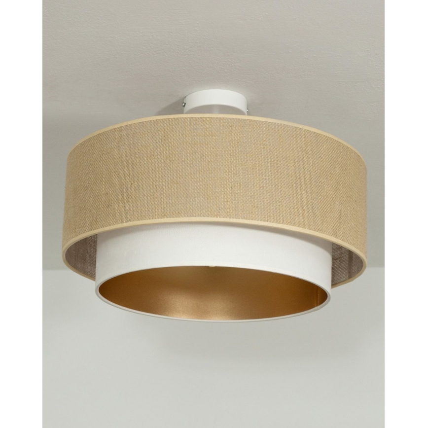 Plafoniera SARTA 1xE27/60W/230V Ø 45 cm bianco/iuta