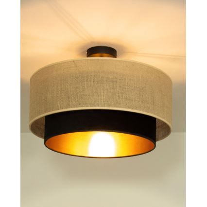 Plafoniera SARTA 1xE27/60W/230V Ø 45 cm nero/iuta