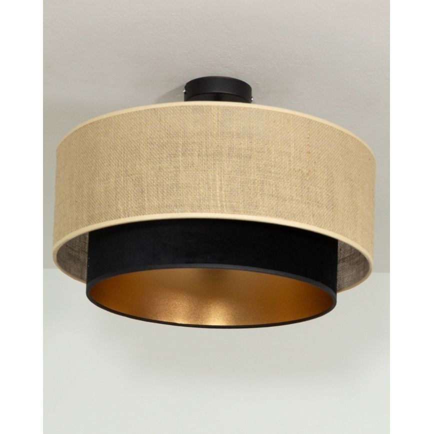 Plafoniera SARTA 1xE27/60W/230V Ø 45 cm nero/iuta