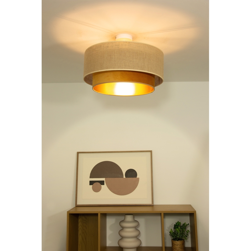 Plafoniera SARTA 1xE27/60W/230V Ø 45 cm rame/juta