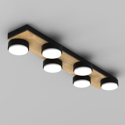 Plafoniera SEMA 6xGX53/15W/230V nero/marrone/quercia