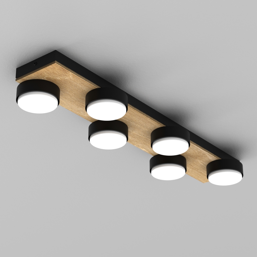 Plafoniera SEMA 6xGX53/15W/230V nero/marrone/quercia