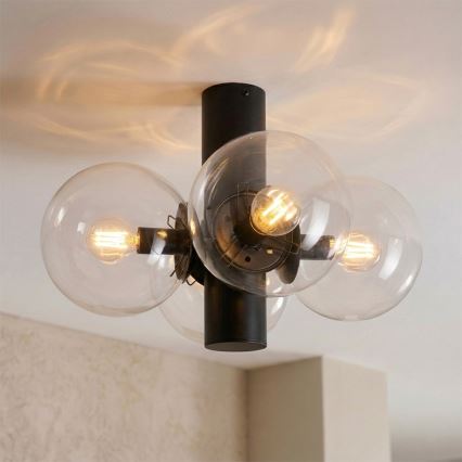 Plafoniera SFERIO 4xE14/5W/230V nero/trasparente