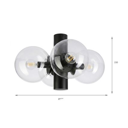 Plafoniera SFERIO 4xE14/5W/230V nero/trasparente