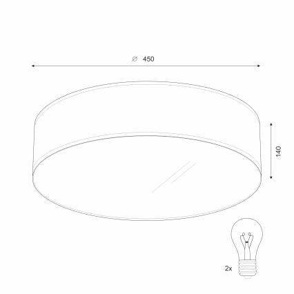 Plafoniera SIRJA 2xE27/60W/230V d. 45 cm bianco