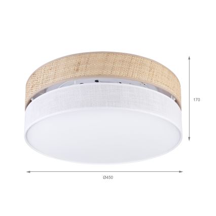 Plafoniera SIRJA BOHO 2xE27/15W/230V Ø 45 cm beige/bianco