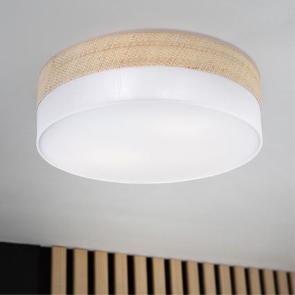 Plafoniera SIRJA BOHO 2xE27/15W/230V Ø 45 cm beige/bianco