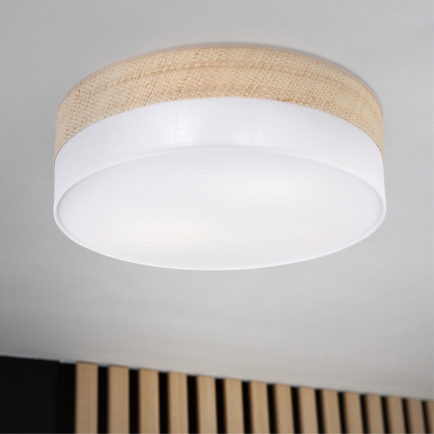Plafoniera SIRJA BOHO 2xE27/15W/230V Ø 45 cm beige/bianco