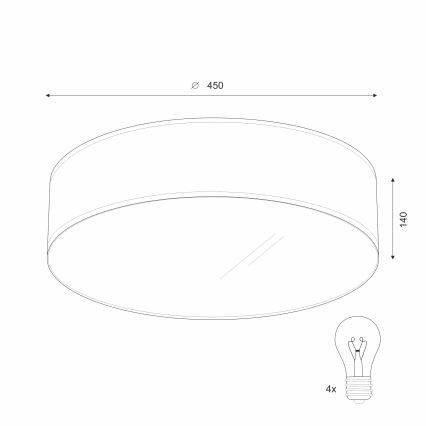 Plafoniera SIRJA DOUBLE 4xE27/15W/230V diametro 45 cm color crema