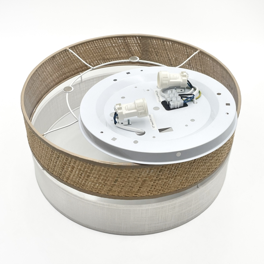 Plafoniera SIRJA DOUBLE BOHO 2xE14/15W/230V Ø 35 cm beige/bianco