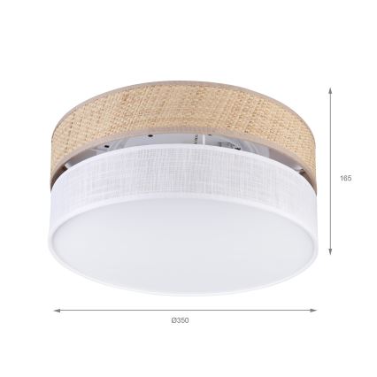 Plafoniera SIRJA DOUBLE BOHO 2xE14/15W/230V Ø 35 cm beige/bianco