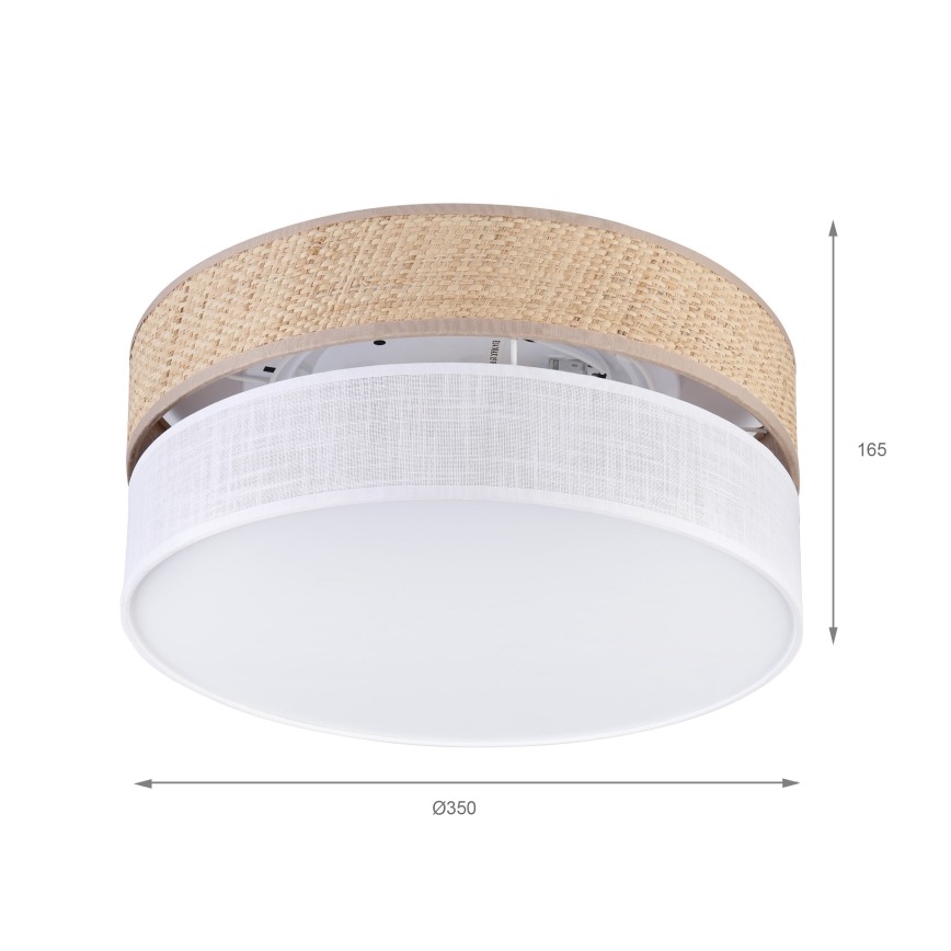Plafoniera SIRJA DOUBLE BOHO 2xE14/15W/230V Ø 35 cm beige/bianco